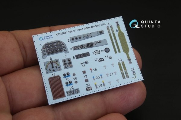 Quinta Studio QD48081 Yak-2/Yak-4 3D-Printed &amp; coloured Interior on decal paper (for Mars Models kit) 1/48