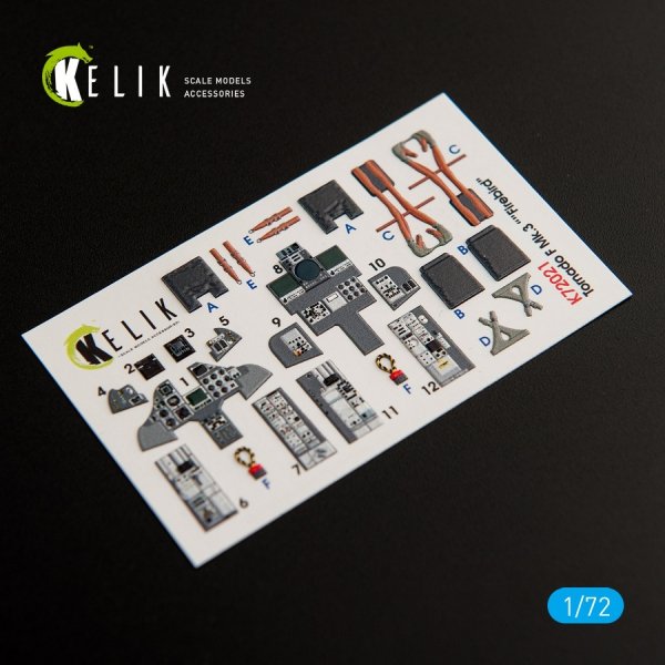 KELIK K72021 TORNADO F MK.3 &quot;FIREBIRD&quot; INTERIOR 3D DECALS FOR HASEGAWA 1/72