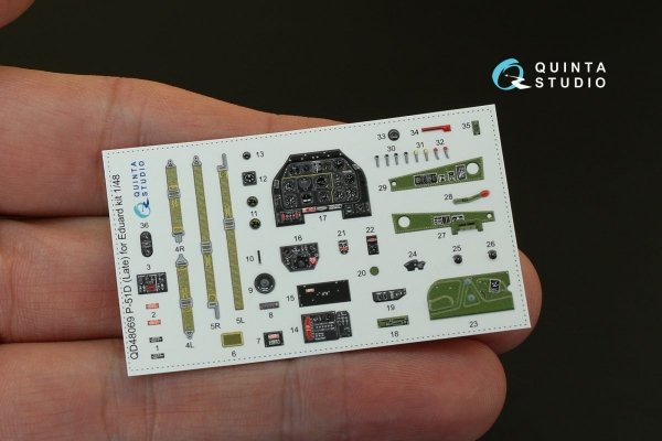 Quinta Studio QD48069 P-51D (Late) 3D-Printed &amp; coloured Interior on decal paper (for Eduard kit) 1/48