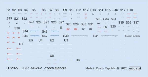 Eduard D72027 Mi-24V stencils Czech Zvezda 1/72
