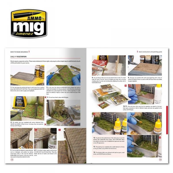 AMMO of Mig Jimenez 6135 HOW TO MAKE BUILDINGS. BASIC CONSTRUCTION AND PAINTING GUIDE (English)