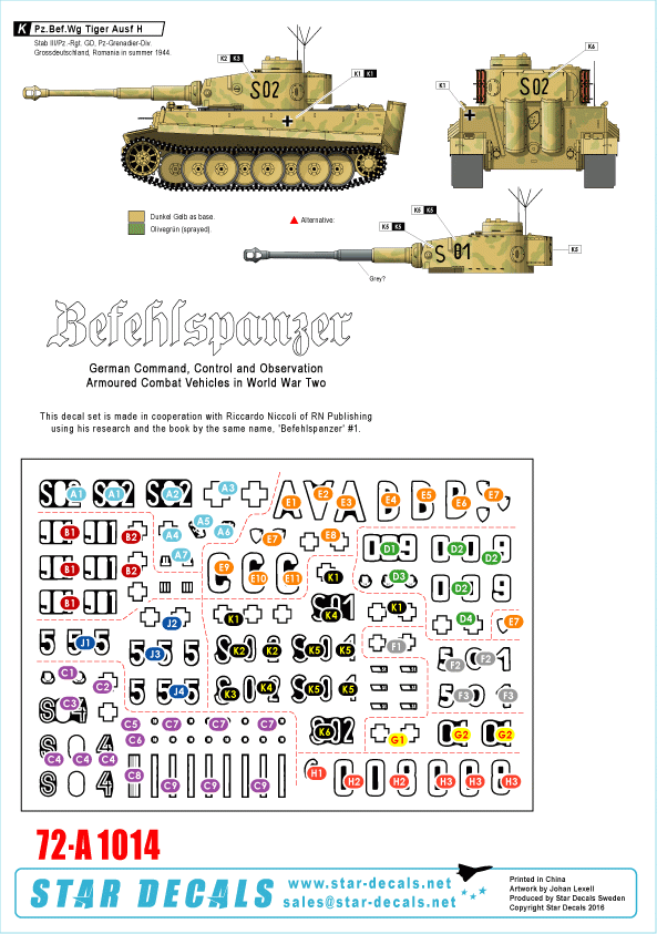 Star Decals 72-A1014 Befehlspanzer # 5. German Command 1/72