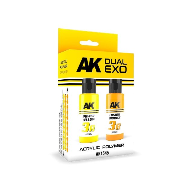 AK Interactive AK1545 DUAL EXO SET 3 – 3A POWER YELLOW &amp; 3B FUSION ORANGE