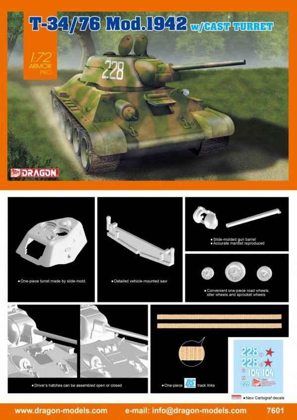Dragon 7601 T-34/76 Mod.1942 Cast Turret 1/72