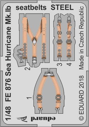 Eduard FE876 Sea Hurricane Mk. Ib seatbelts STEEL AIRFIX 1/48