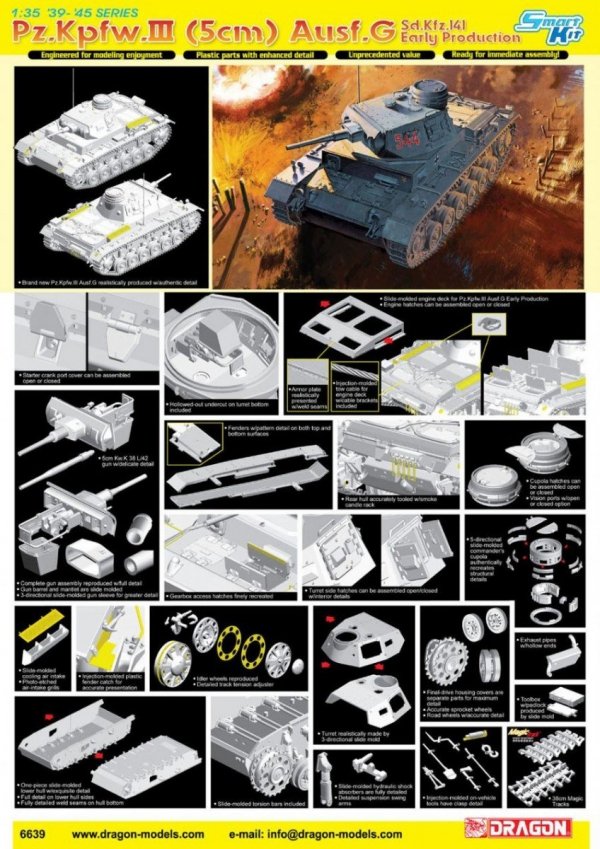 Dragon 6639 Pz.Kpfw.III (5cm) Ausf.G, Sd.Kfz.141, Early Production (1:35)