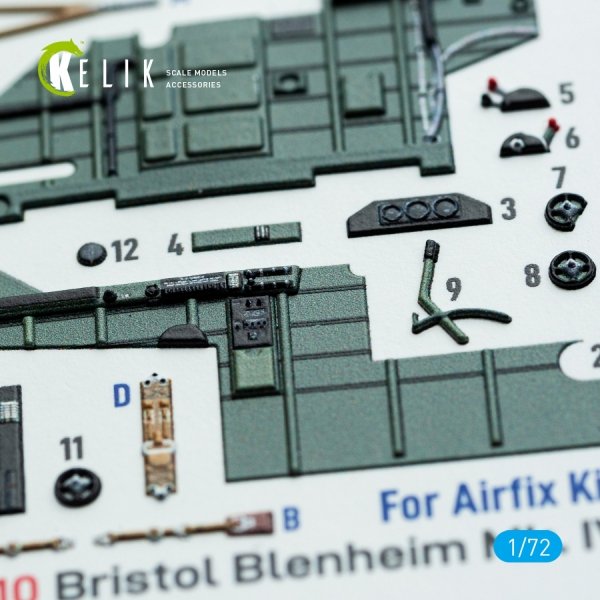 Kelik K72210 Bristol Blenheim Mk.IV - interior 3D decals for Airfix kit (1/72)