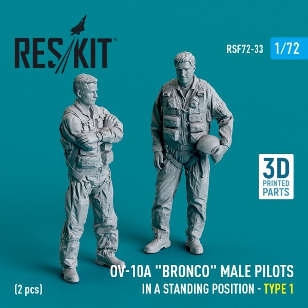 RESKIT RSF72-0033 OV-10A &quot;Bronco&quot; male pilots (in a standing position - type 1) (2 pcs) (3D Printed) 1/72