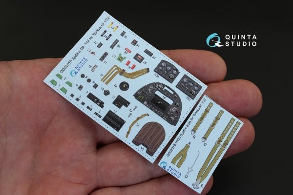 Quinta Studio QD32019 Spitfire Mk.VIII 3D-Printed &amp; coloured Interior on decal paper (for Tamiya kit) 1/32