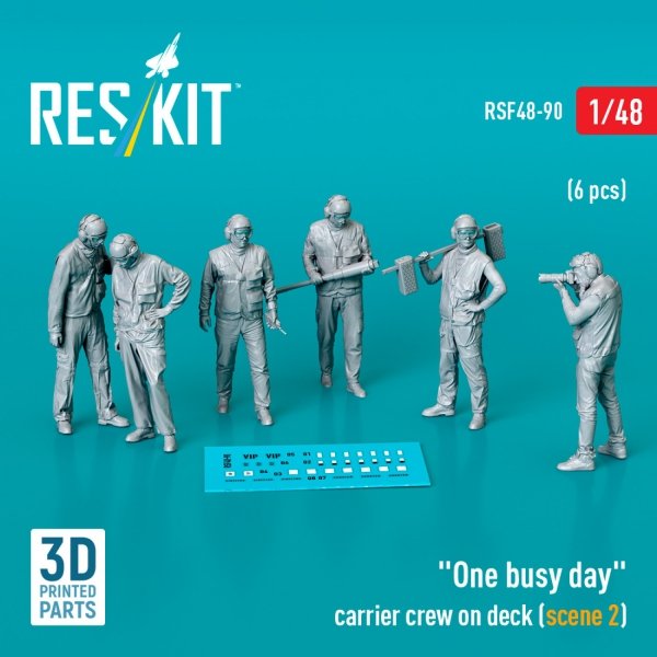 RESKIT RSF48-0090 &quot;One busy day&quot; carrier crew on deck (scene 2) (6 pcs) (3D Printed) 1/48