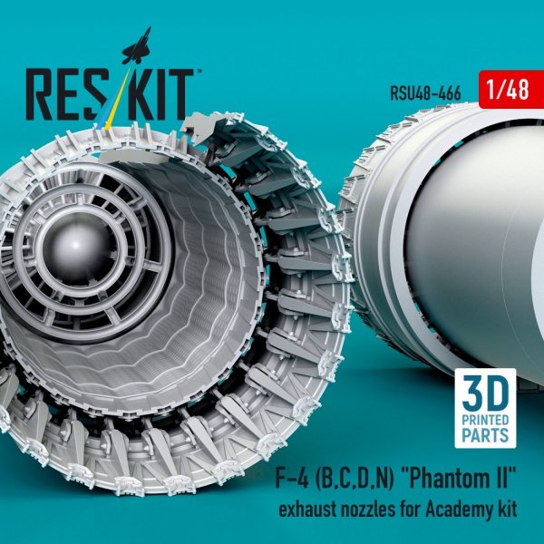 RESKIT RSU48-0466 F-4 (B, C, D, N) "Phantom II" exhaust nozzles for Academy kit (3D Printed) (1/48)