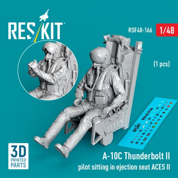 RESKIT RSF48-0166 A-10C Thunderbolt II pilot sitting in ejection seat ACES II (1 pcs) (3D Printed) (1/48)