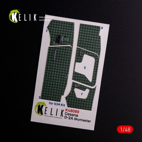 KELIK K48081 O-2A Skymaster interior 3D decals &quot;green decoration type&quot; for ICM kit 1/48