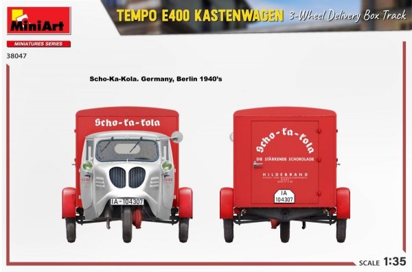 MiniArt 38047 TEMPO E400 KASTENWAGEN 3-WHEEL DELIVERY BOX TRACK 1/35