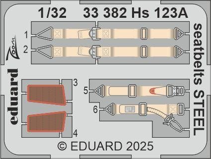 Eduard BIG33170 Hs 123A for ICM (general set, seatbelts STEEL, painting masks) 1/32