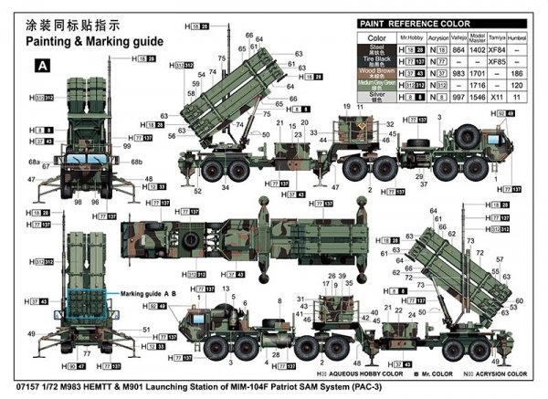 Trumpeter 07157 M983 HEMTT &amp; M901 Launching Station w/ MIM-104F Patriot SAM System (PAC 3) 1/72