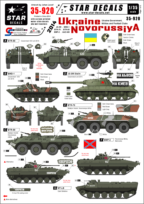 Star Decals 35-920 Ukraine &amp; Novorussiya 2014 1/35