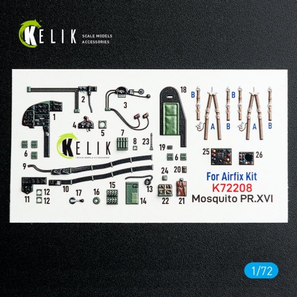 Kelik K72208 Mosquito PR.XVI - interior 3D decals for Airfix kit (1/72)