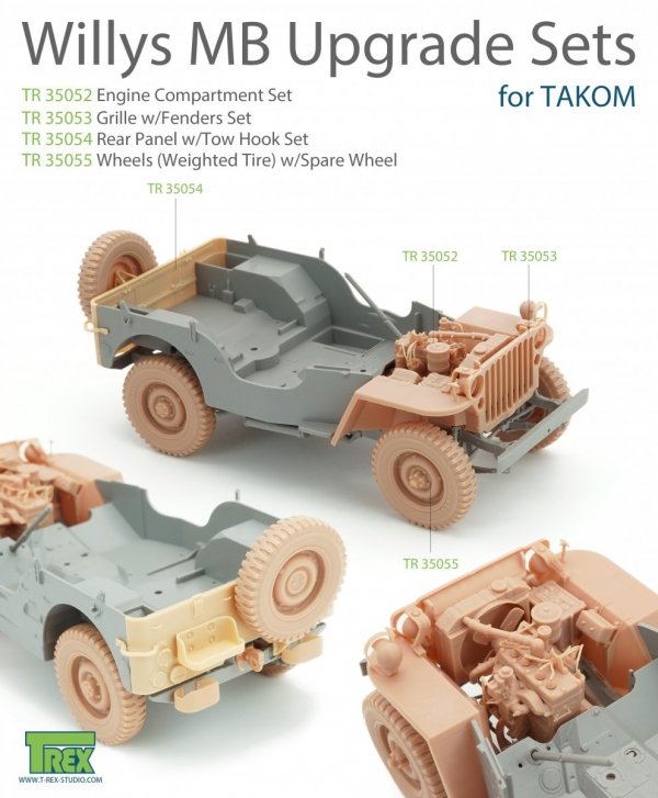 T-Rex Studio TR35055 Willys MB Wheels (Weighted Tire) w/Spare Wheel 1/35