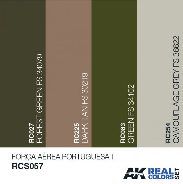 AK Interactive RCS057 FORÇA AÉREA PORTUGUESA I ‘WRAP-AROUND 1990S’ (A-7 CORSAIR, FIAT G.91, AVIOCAR, FTB) 4x10ml