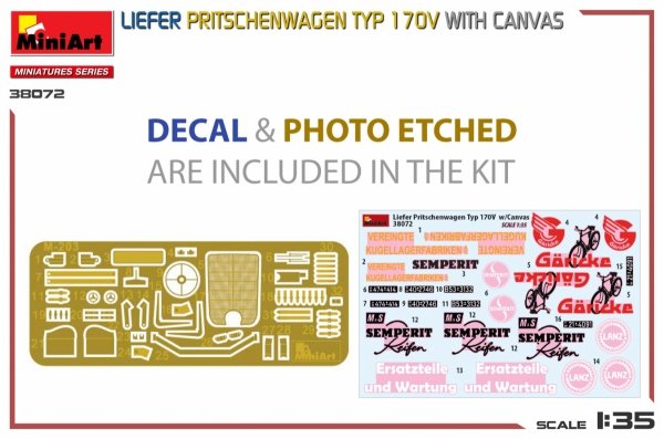 MiniArt 38072 LIEFER PRITSCHENWAGEN TYP 170V WITH CANVAS 1/35