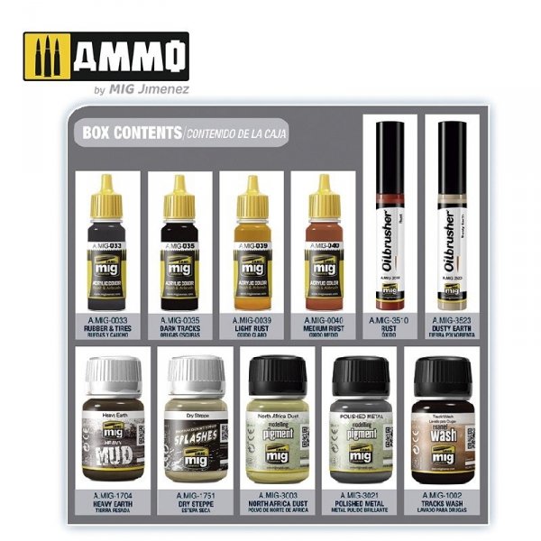 AMMO of Mig Jimenez 7808 SUPER PACK TRACKS &amp; WHEELS