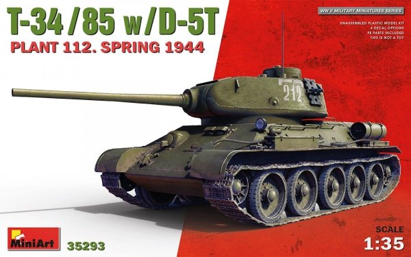 MiniArt 35293 T-34/85 w/D-5T PLANT 112. SPRING 1944 1/35