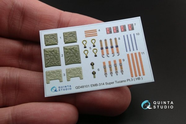 Quinta Studio QD48101 EMB-314 Super Tucano 3D-Printed &amp; coloured Interior on decal paper (for HobbyBoss kit) 1/48
