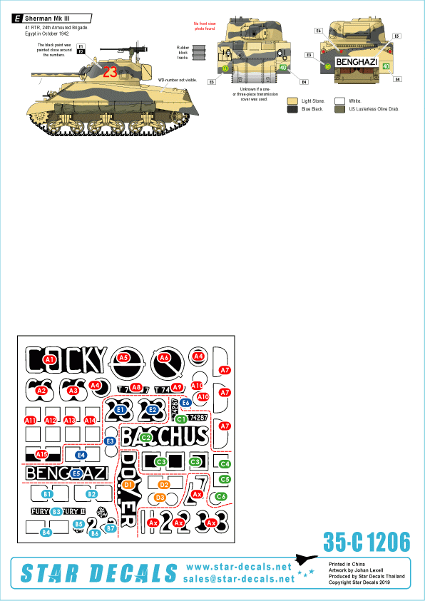 Star Decals 35-C1206 Sherman Mk III 1/35