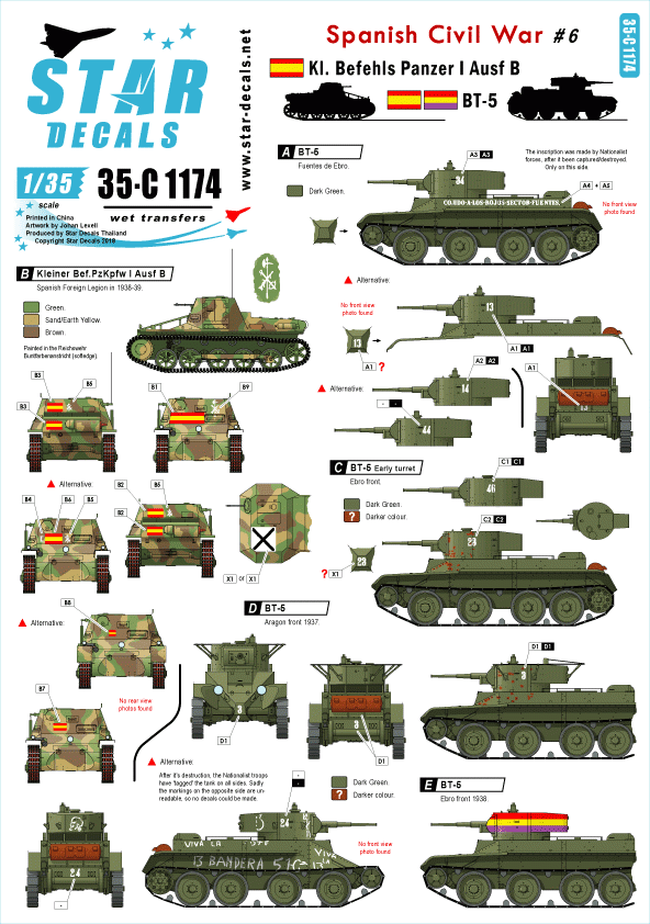 Star Decals 35-C1174 Spanish Civil War # 6 1/35