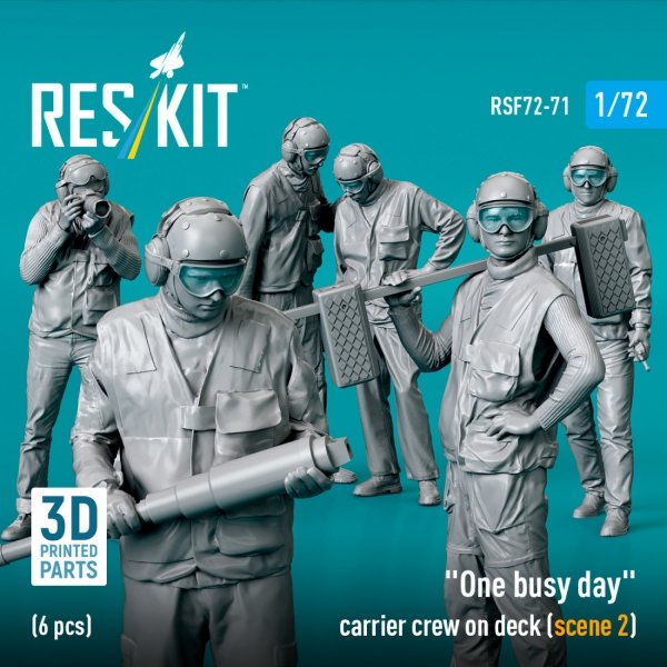 RESKIT RSF72-0071 "One busy day" carrier crew on deck (scene 2) (6 pcs) (3D Printed) (1/72)