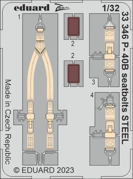 Eduard 33346 P-40B seatbelts STEEL GREAT WALL HOBBY 1/32 