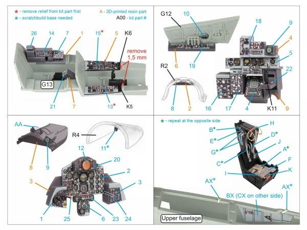 Quinta Studio QD+48486 F-4N Phantom II 3D-Printed &amp; coloured Interior on decal paper (Academy) (with 3D-printed resin parts) 1/48