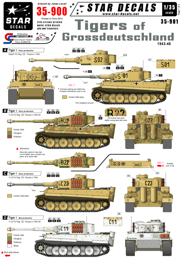  Star Decals 35-900 Tigers of Grossdeutschland 1/35