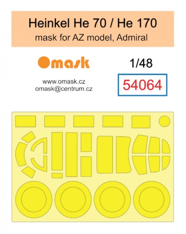 Omask 54064 Heinkel He 70 / He 170 mask (for AZ model, Admiral) 1/48