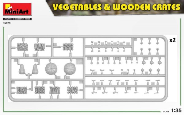 MiniArt 35629 VEGETABLES &amp; WOODEN CRATES 1/35