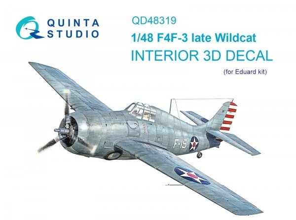 Quinta Studio QD48319 F4F-3 late 3D-Printed &amp; coloured Interior on decal paper (Eduard) 1/48