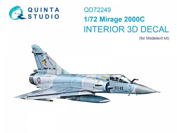Quinta Studio QD72249 Mirage 2000C 3D-Printed &amp; coloured Interior on decal paper (Modelsvit) 1/72