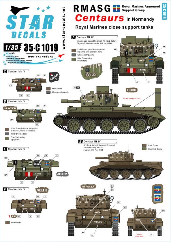 Star Decals 35-C1019 RMASG Centaurs 1/35