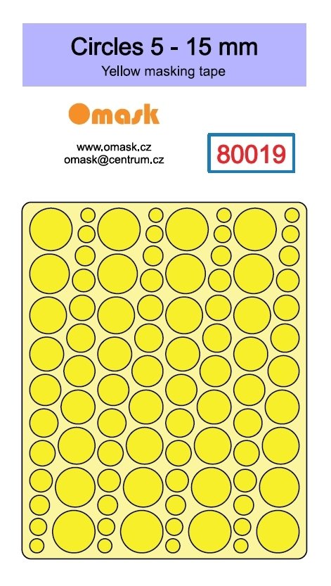 Omask 80019 Circles 5 - 15 mm (yellow masking tape)