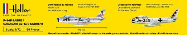 Heller 56277 F-86F SABRE / CANADAIR CL-13 B SABRE VI  - Starter Kit 1/72
