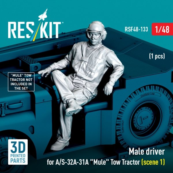 RESKIT RSF48-0133 Male driver for A/S-32A-31A "Mule" Tow Tractor (scene 1) (1 pcs) (3D Printed) (1/48)