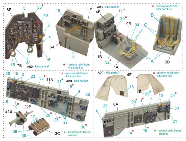 Quinta Studio QD48206 Ju 87B-2/R-2 3D-Printed &amp; coloured Interior on decal paper ( Italeri ) 1/48