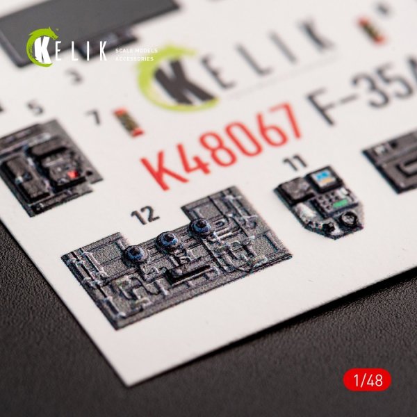 KELIK K48067 F-35A INTERIOR 3D DECALS FOR TAMIYA KIT 1/48