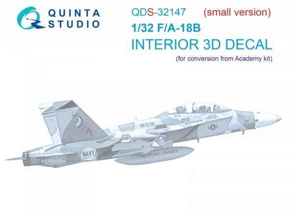 Quinta Studio QDS-32147 F/A-18B Early 3D-Printed &amp; coloured Interior on decal paper (Academy) (Small version) 1/32