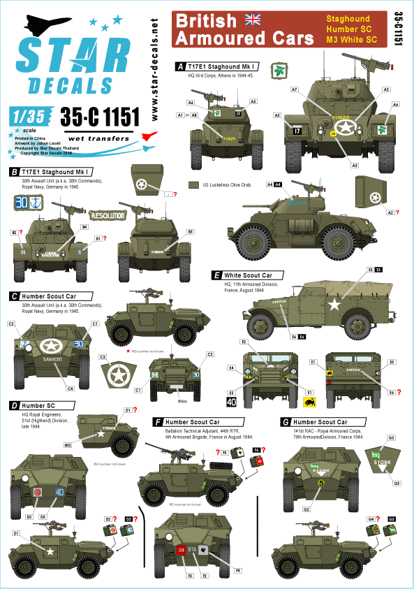 Star Decals 35-C1151 British Armoured Cars 1/35