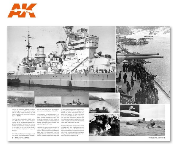 AK Interactive AK249 MODELLING FULL AHEAD 3: BISMARK &amp; TIRPITZ (English)