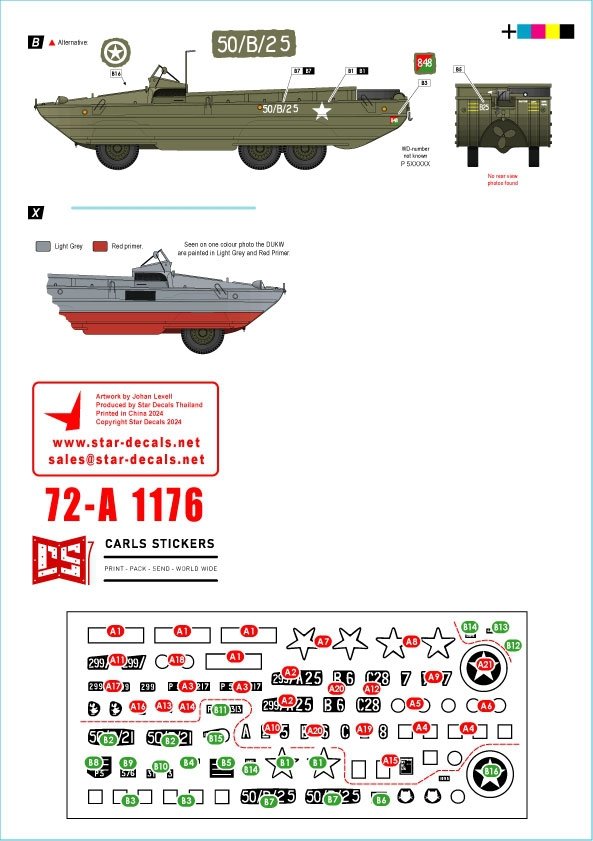 Star Decals 72-A1176 D-Day DUKW. British Amphibians # 1. 50 Coy (GT) and 299 Coy. (GT) RASC. 1/72