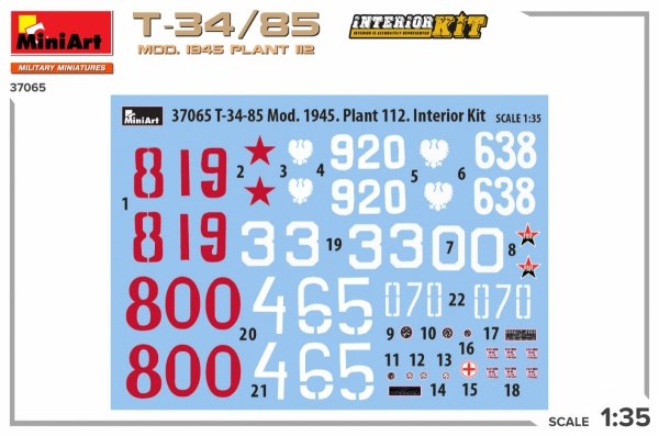 MiniArt 37065 T-34/85 MOD. 1945. PLANT 112. INTERIOR KIT 1/35