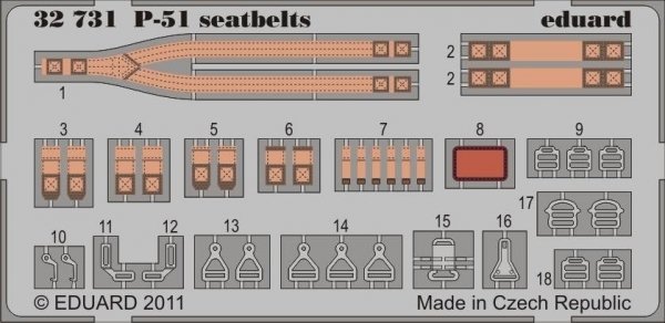 Eduard 32731 P-51 Seatbelts 1/32 Tamiya